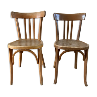 Duo de chaises bistrot style Baumann vintage années 40-50