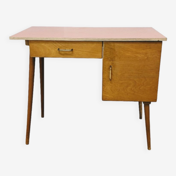 Bureau vintage scandinave en bois et formica