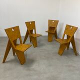 4 design chairs from the 70s in vintage foldable agglomerated wood