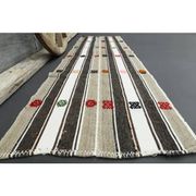1970s Turkish Oushak handmade wool cotton white runner  70x241