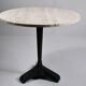 Vintage travertine bistro/dining table, solid metal base. (A)