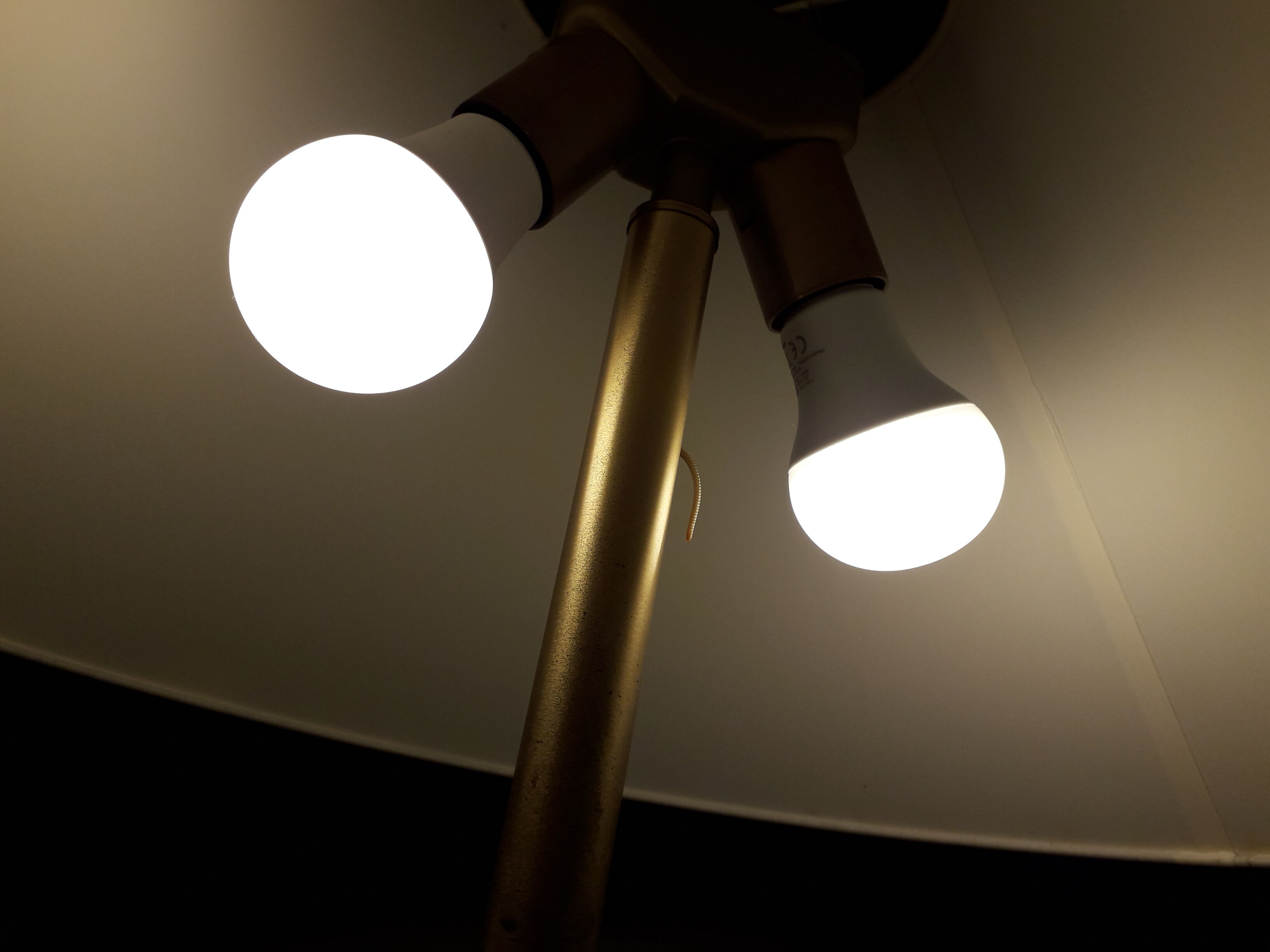 Double lighting brass floor lamp