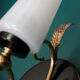 Pair of brass wall sconces tulips in white striated glass and black metal