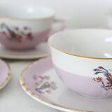 Set of 4 cups and sub-cups Moulin des Loups, vintage