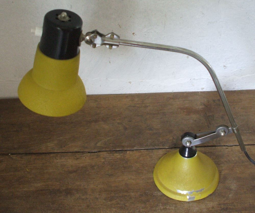 Articulated desk lamp yellow workshop 50/60 years
