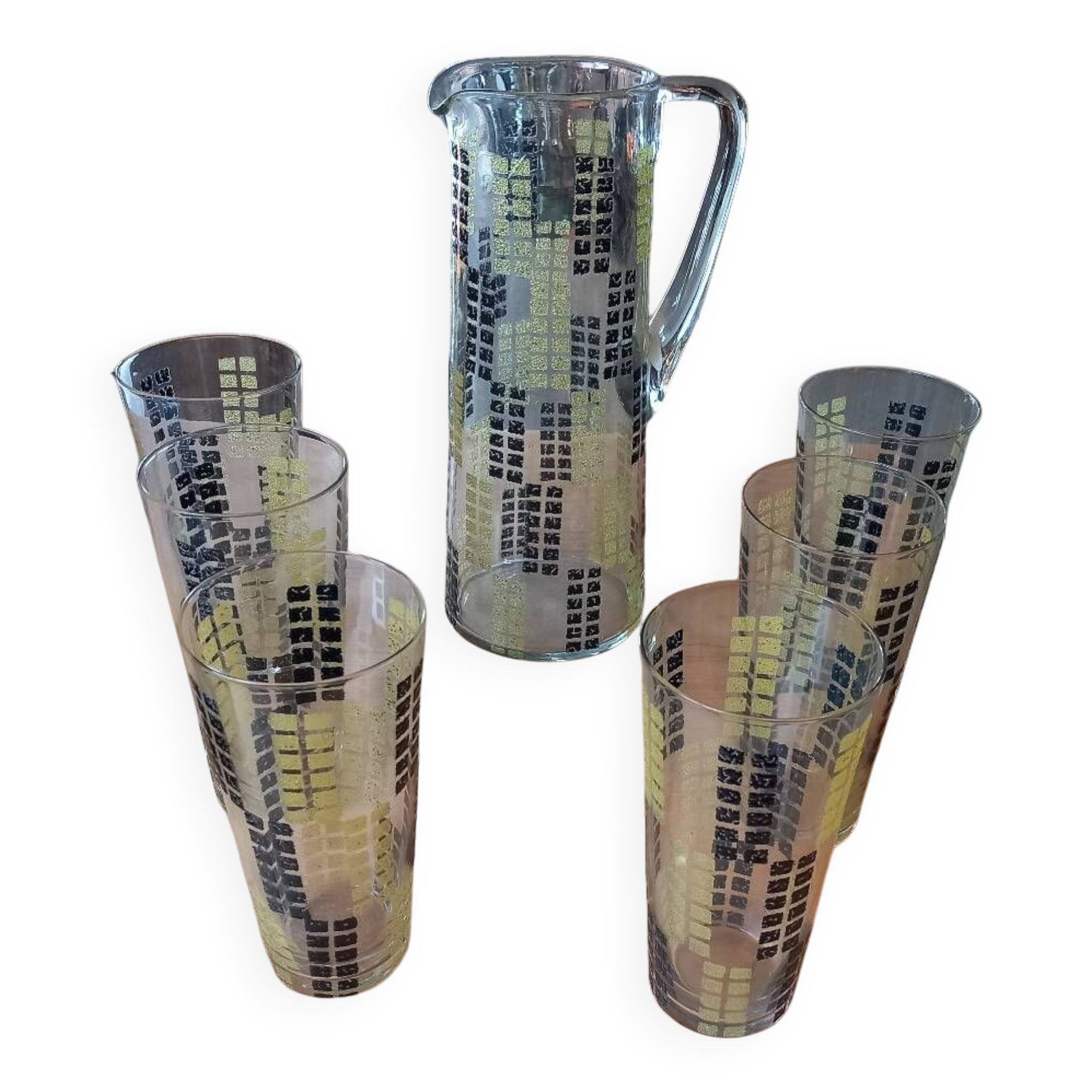 Orangeade service. 1950. glasses and carafe