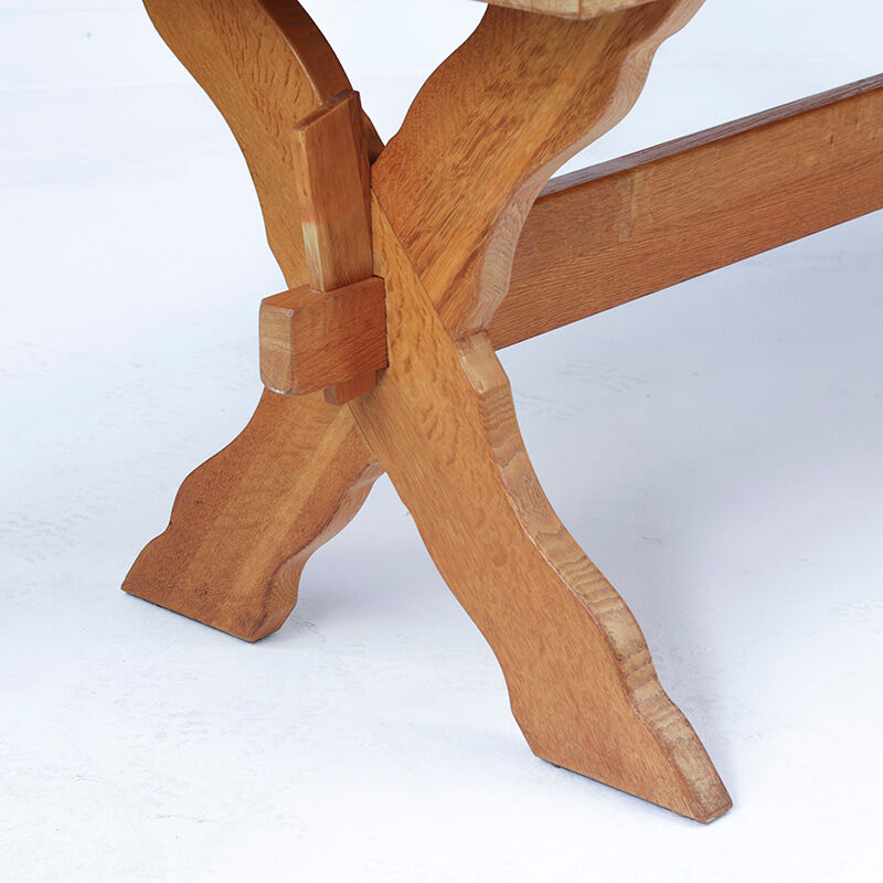 Large Oak Vintage Mid Century Brutalist dining table