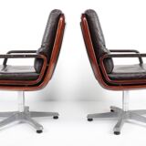 Pair of leather visitor armchairs by Eugen Schmidt