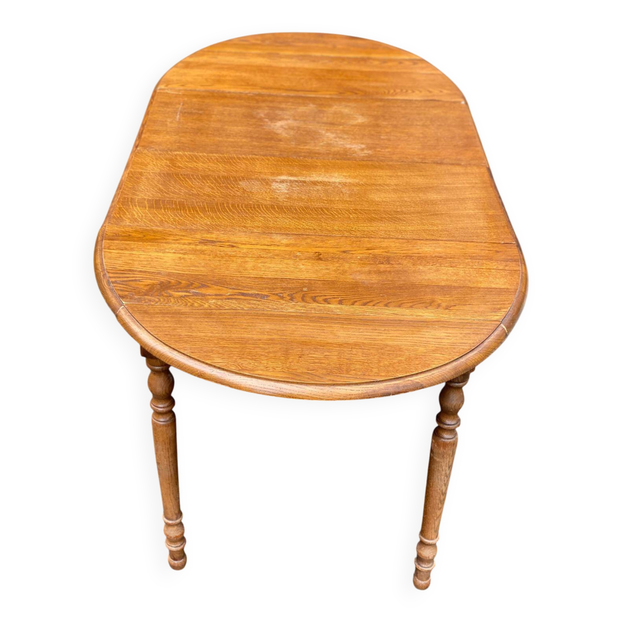 Round extendable dining table Louis Philippe 90cm with 2 extensions in oak.