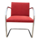 Vintage cantilever chair in chrome and burgundy fabric.
