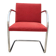 Vintage cantilever chair in chrome and burgundy fabric.