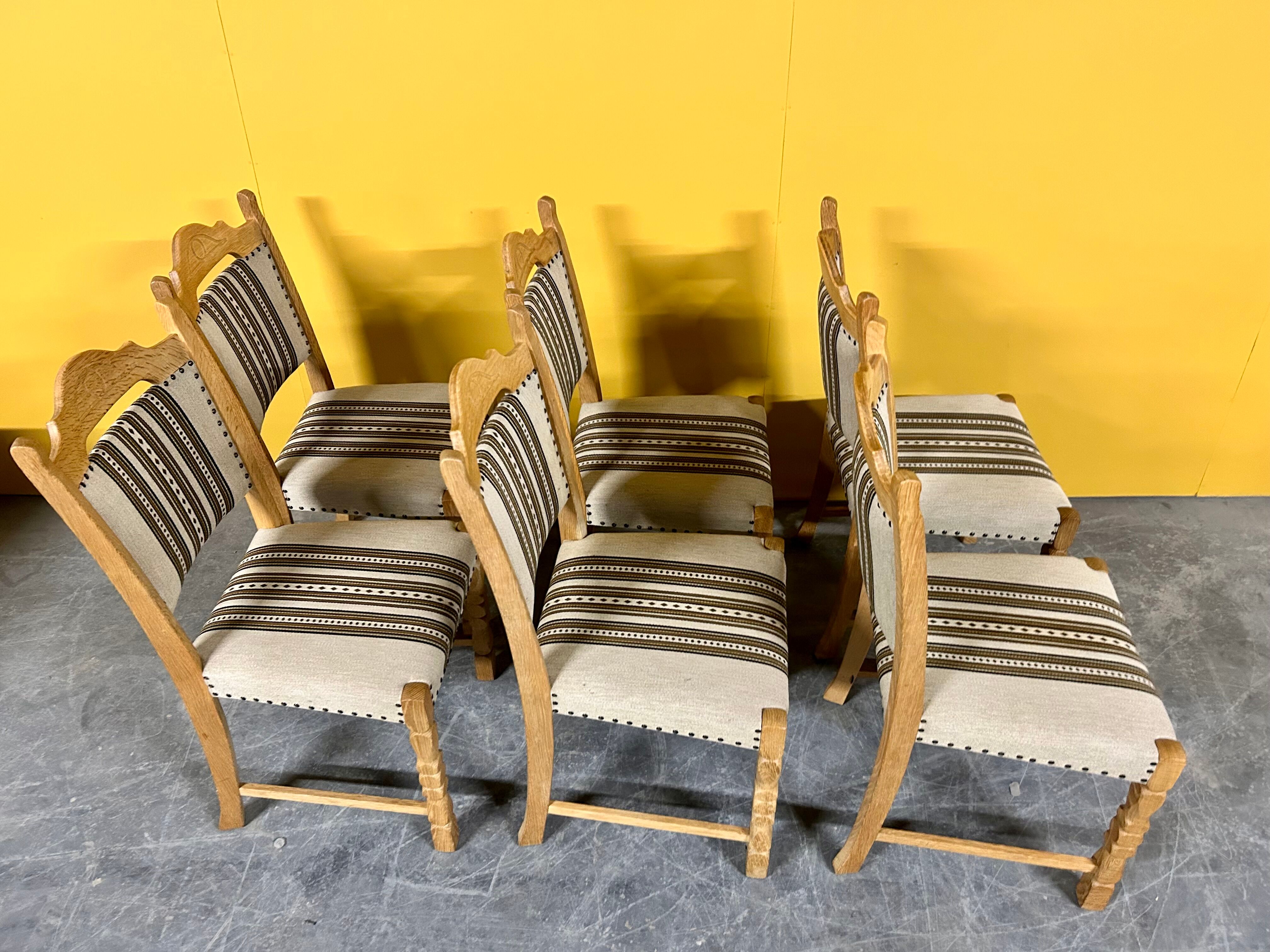 Danish vintage set of 6 oakwood dining chairs