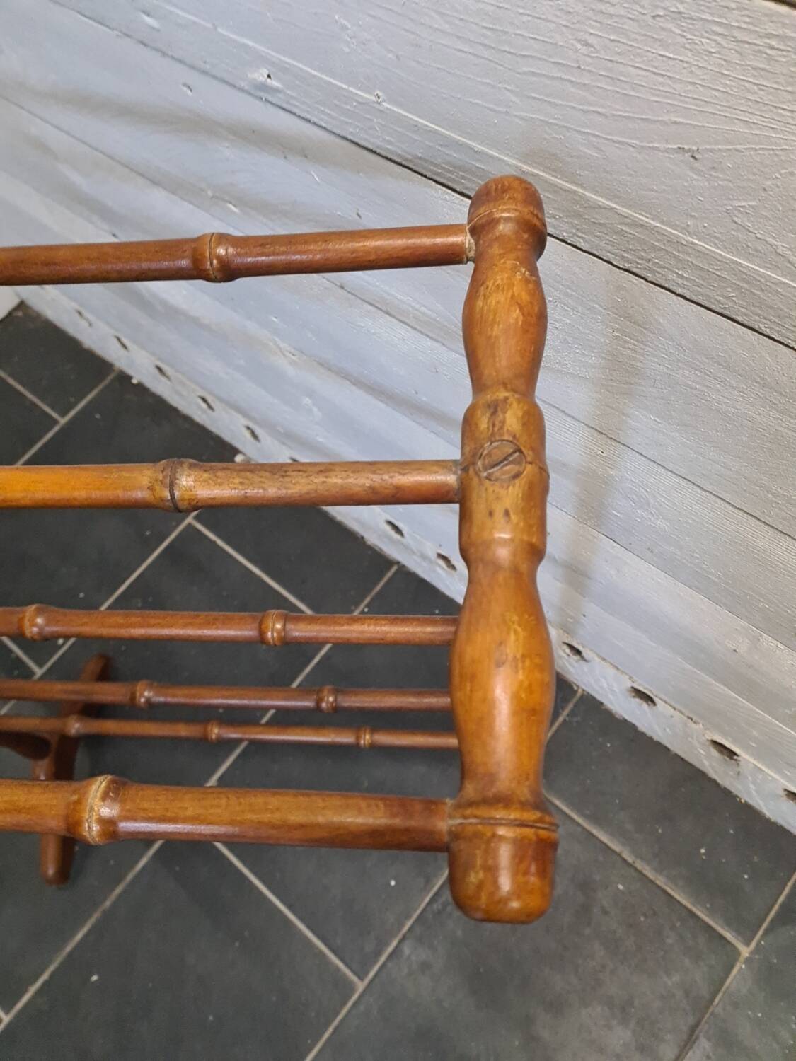 Bamboo style wooden towel holder