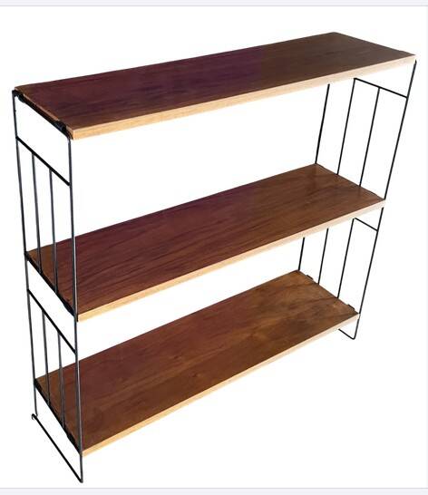 3 wall shelves wood and metal, Nils Strinning