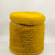 Pouf vintage, moumoute, moutarde, Pelfran