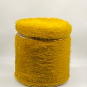 Vintage pouf, moumoute, mustard, Pelfran