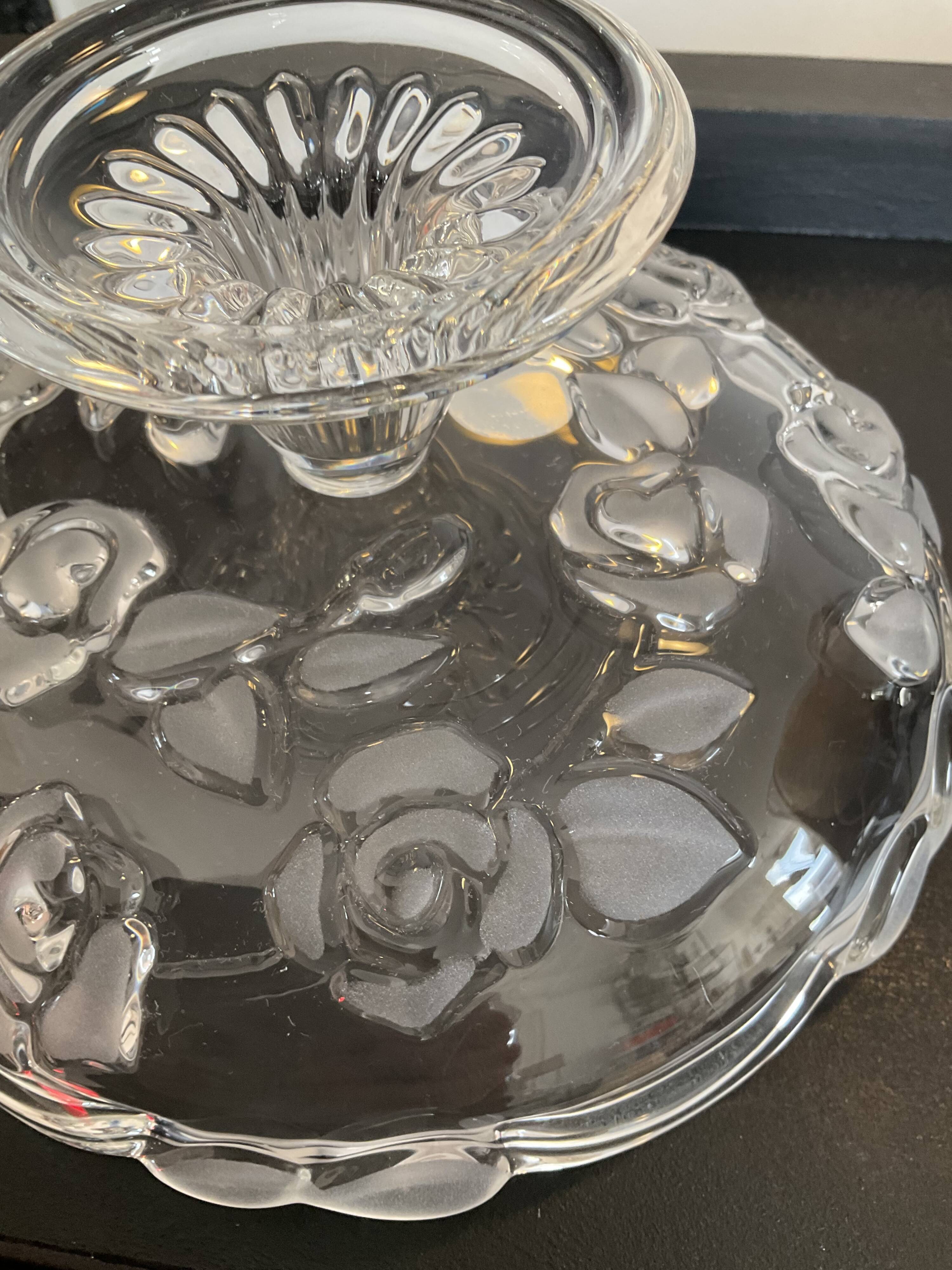 Empty vintage stand pocket in molded glass Germany