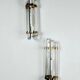 Pair of Venini half-moon wall lights – cut crystal glass & brass, Italy 1970s
