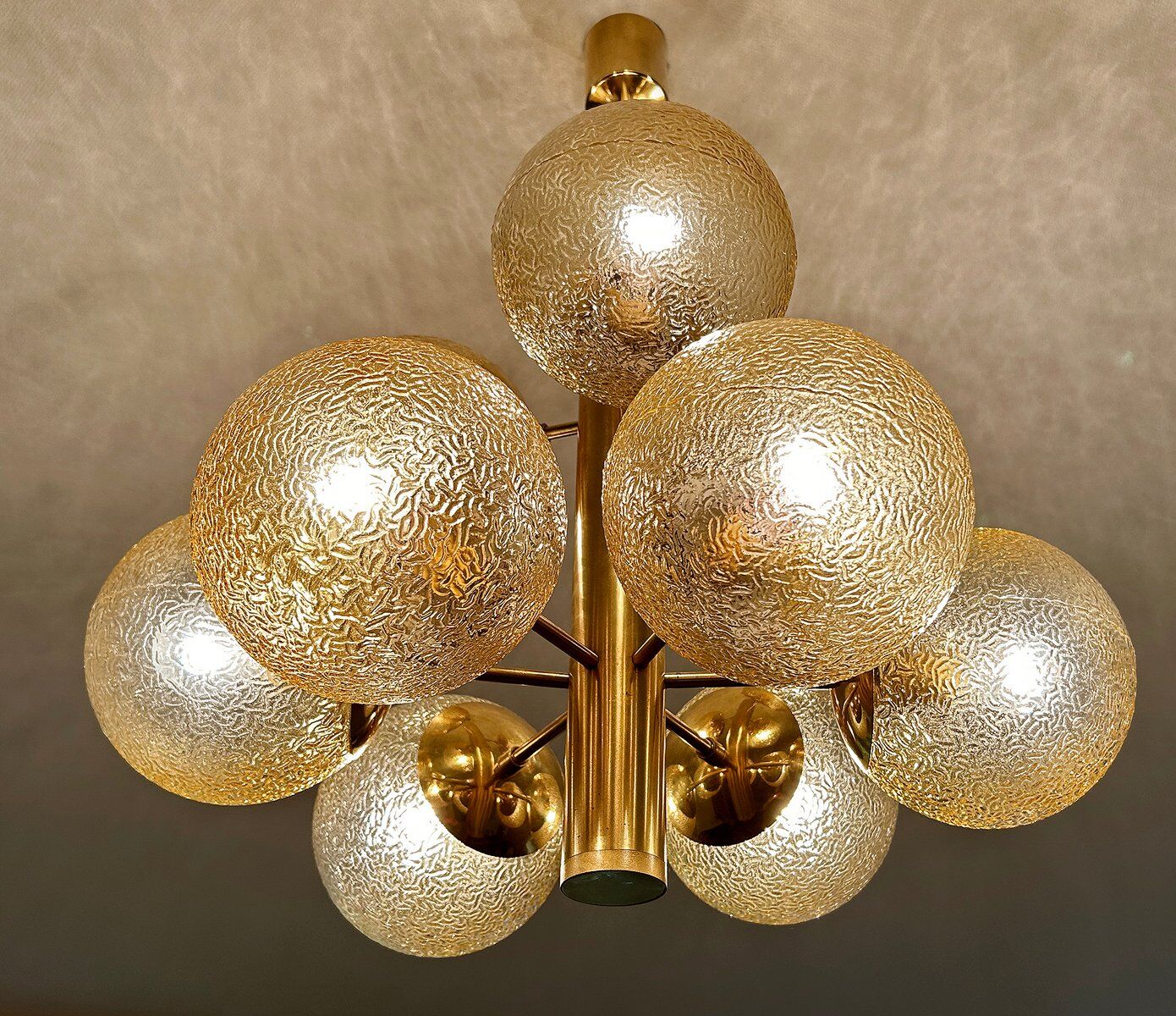 Grand lustre en verre de l'ère spatiale, années 1970