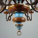 Antique wooden and brass chandelier with 9 lights, Italy, 20th century.