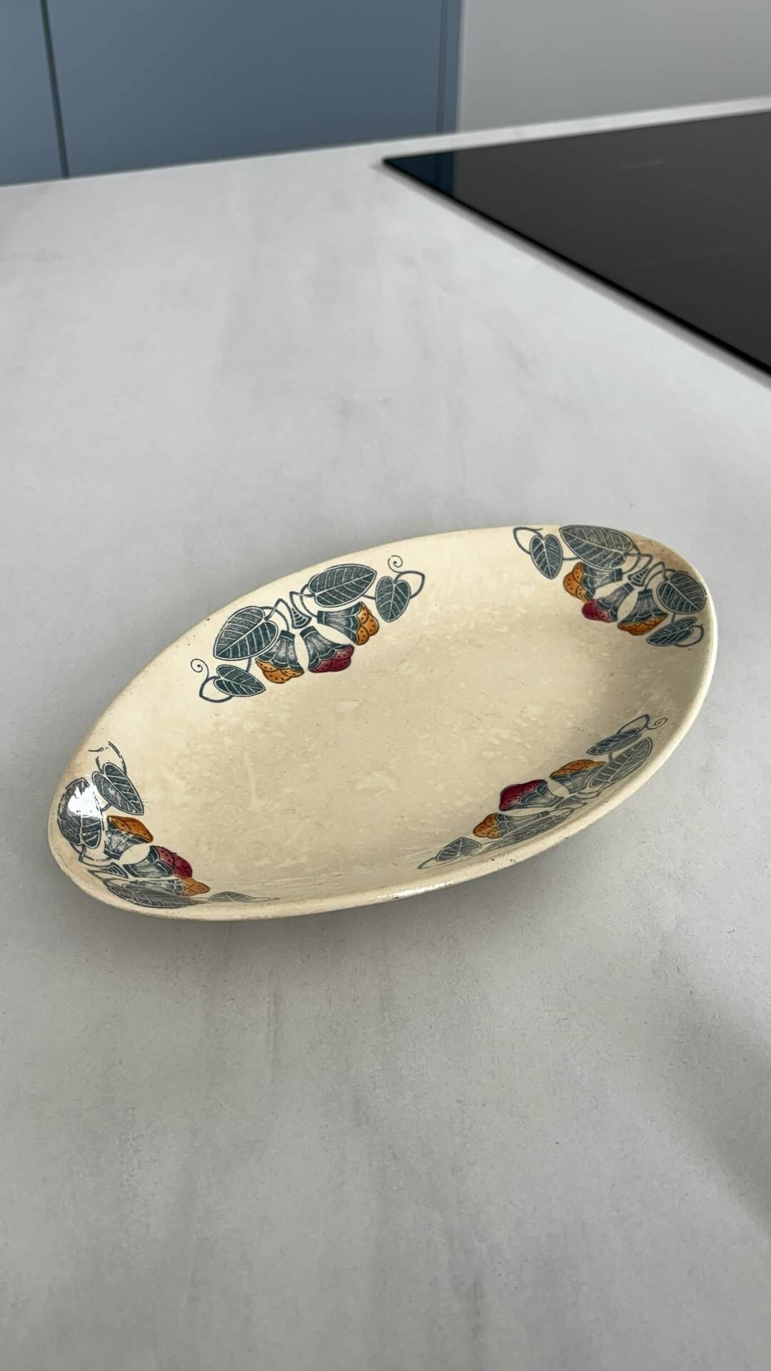 Ravier ironstone Longchamp model Rita - oval dish antique earthenware