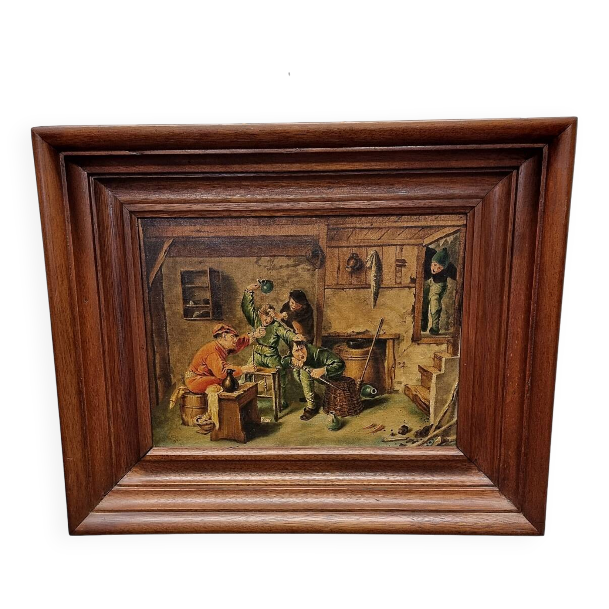 Painting with genre piece after Adriaen Brouwer