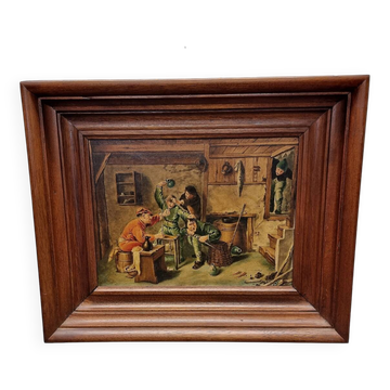 Peinture avec une œuvre de genre après Adriaen Brouwer