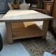 Table basse en frêne massif double plateau vers 1980