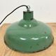 Industrial french green enamel factory lamp, 1960s