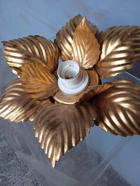 Lustre plafonier metal doré 1970 lotus / soleil
