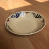 Old vintage hollow plate yellow blue pattern