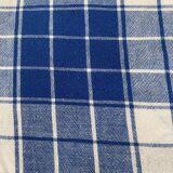 Round cotton tablecloth. Blue and white colors.