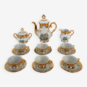 Coffee service 6 cups Swan Lake vintage Italian porcelain
