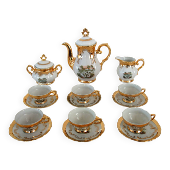 Coffee service 6 cups Swan Lake vintage Italian porcelain