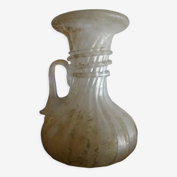 Vase with miniature handle Scavo Seguso Vetri d'Arte iridescent glass Murano 1950