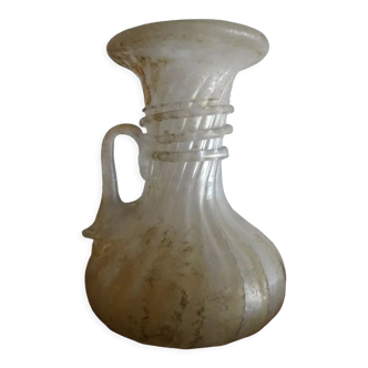 Vase with miniature handle Scavo Seguso Vetri d'Arte iridescent glass Murano 1950