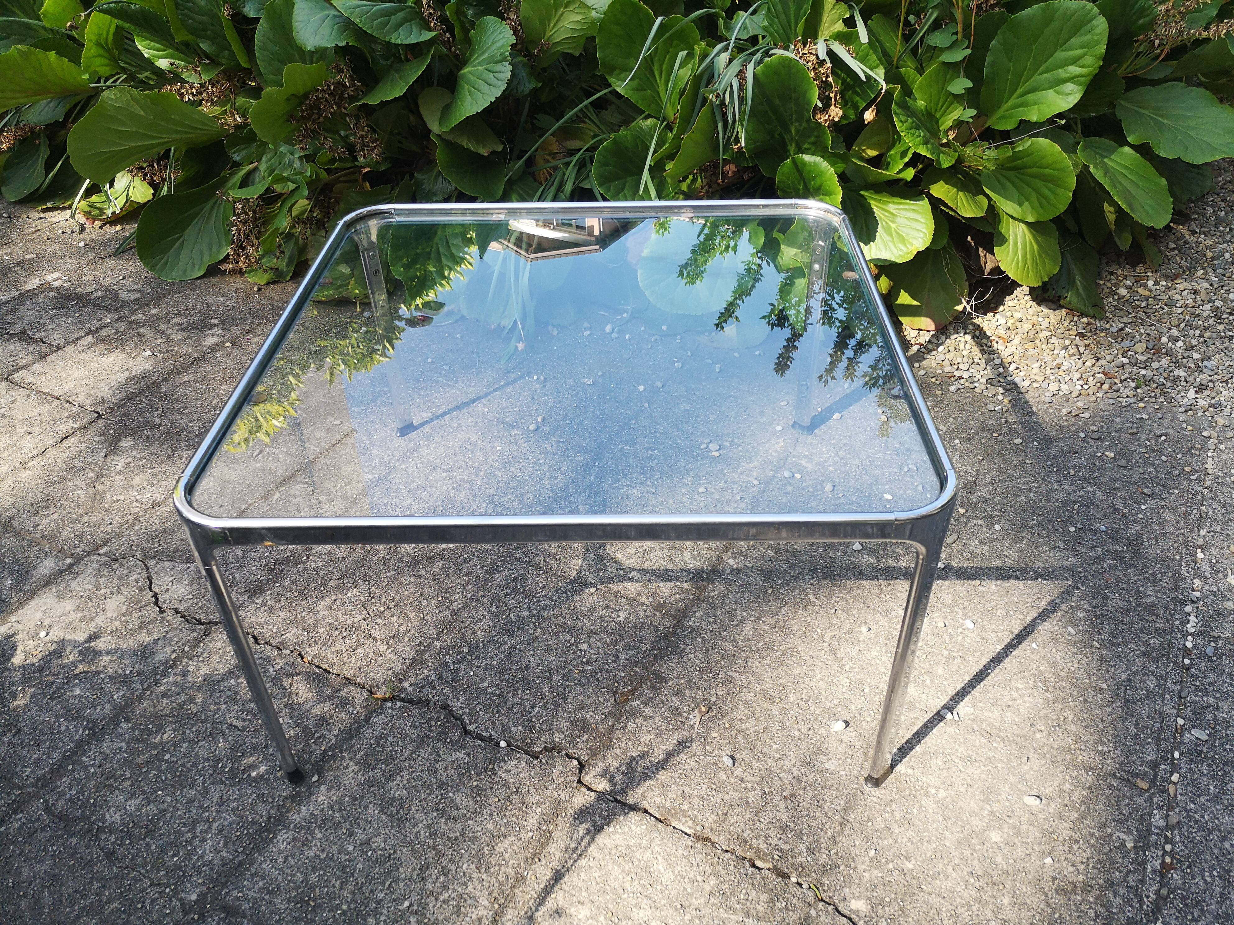 Vintage coffee table chrome and glass