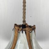Bamboo acrylic and opaline hanging pendant, 1970,  58cm