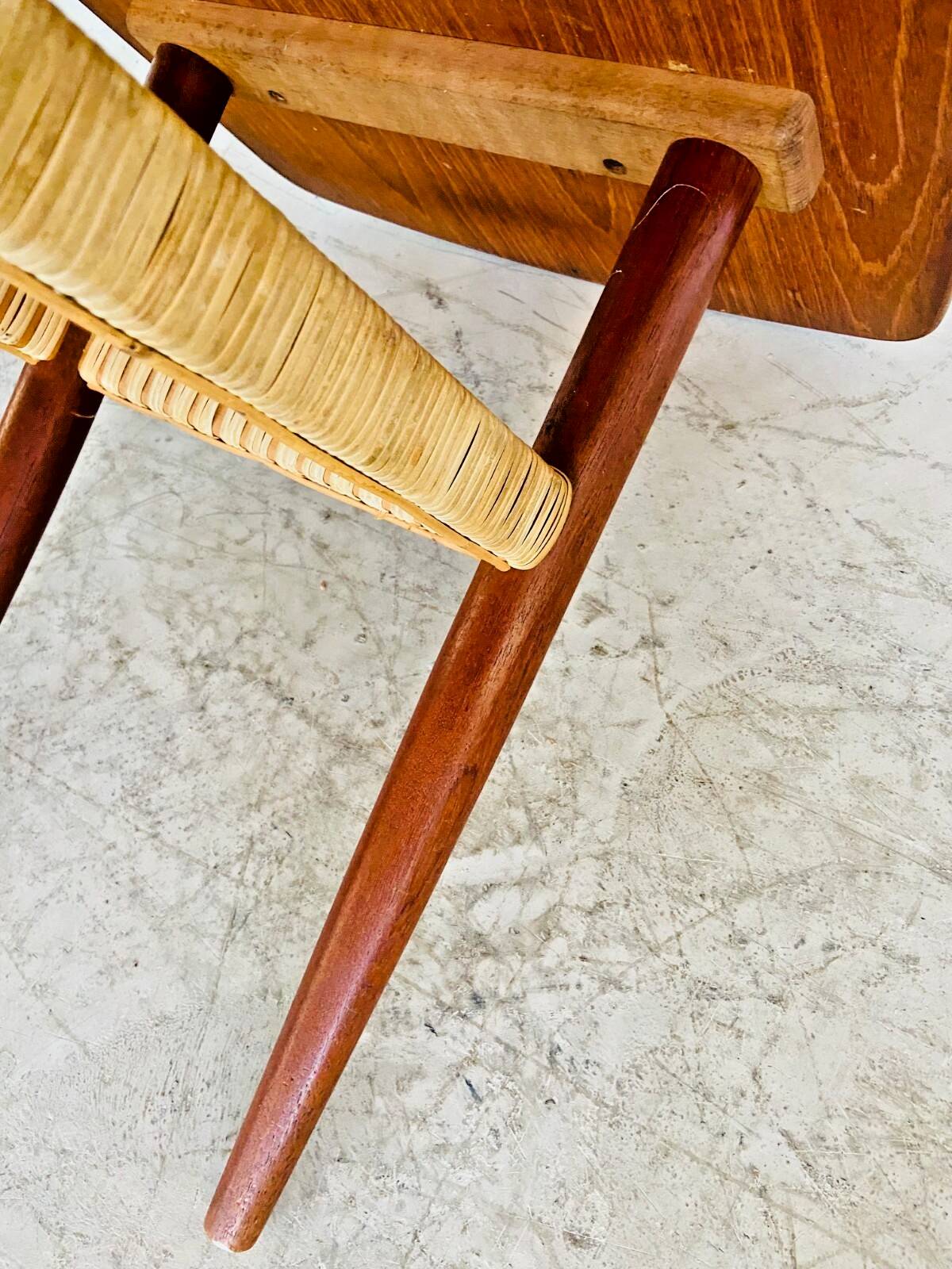 Vintage Danish mid-century teak and rattan coffee table 1960s