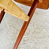 Vintage Danish mid-century teak and rattan coffee table 1960s