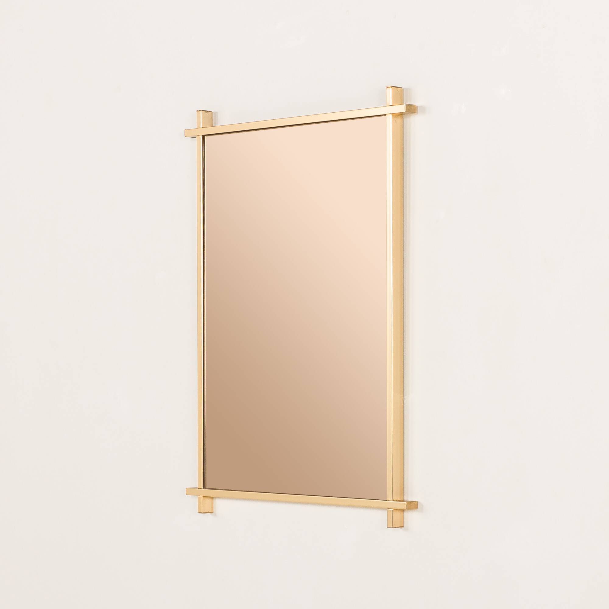 Italian mid century brass mirror in the style of Romeo Rega, 1970s