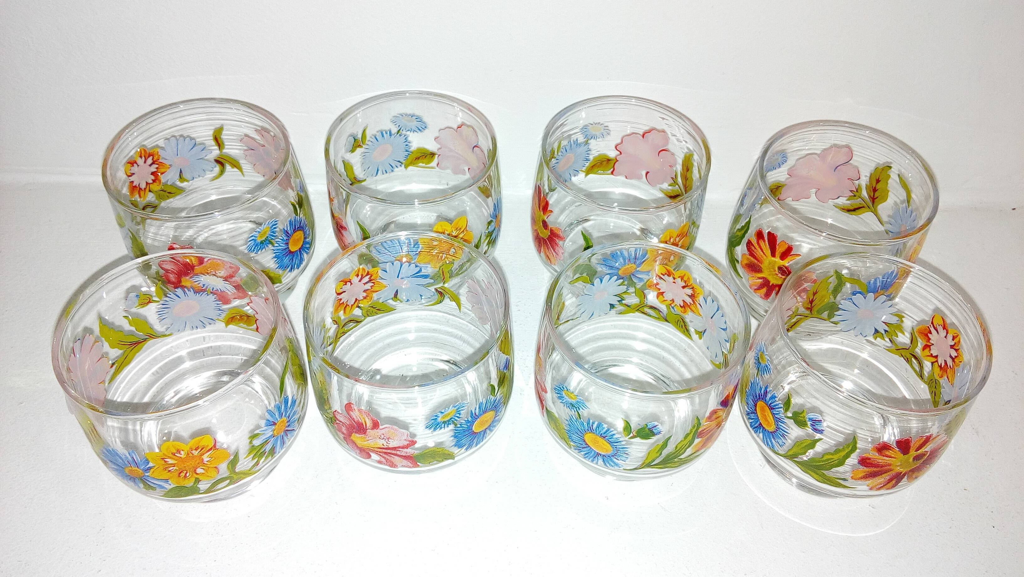 Set of 8 flower glasses