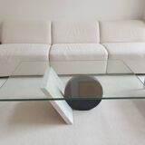 Table basse en verre et marbre, 1970