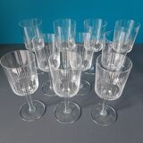 10 vintage engraved crystal walking glasses