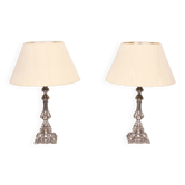 Stunning set of Rococo Silver Plated table lamps 1920s