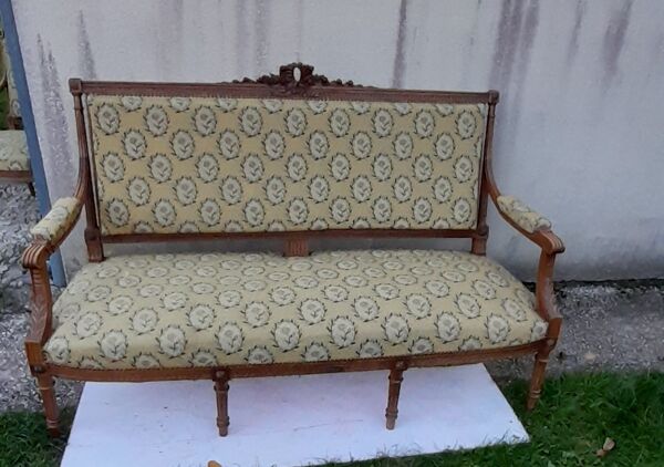 Banquette et fauteuil style Louis XVI