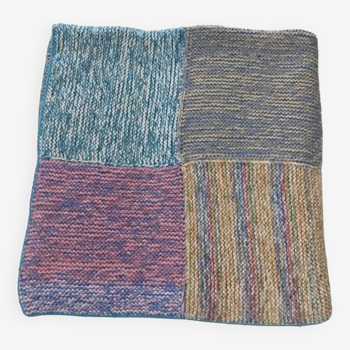 Plaid couverture patchwork laine vintage 1970