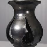 Jean Marais in Vallauris Black glazed candle holder 1970s