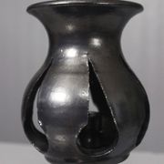 Jean Marais in Vallauris Black glazed candle holder 1970s