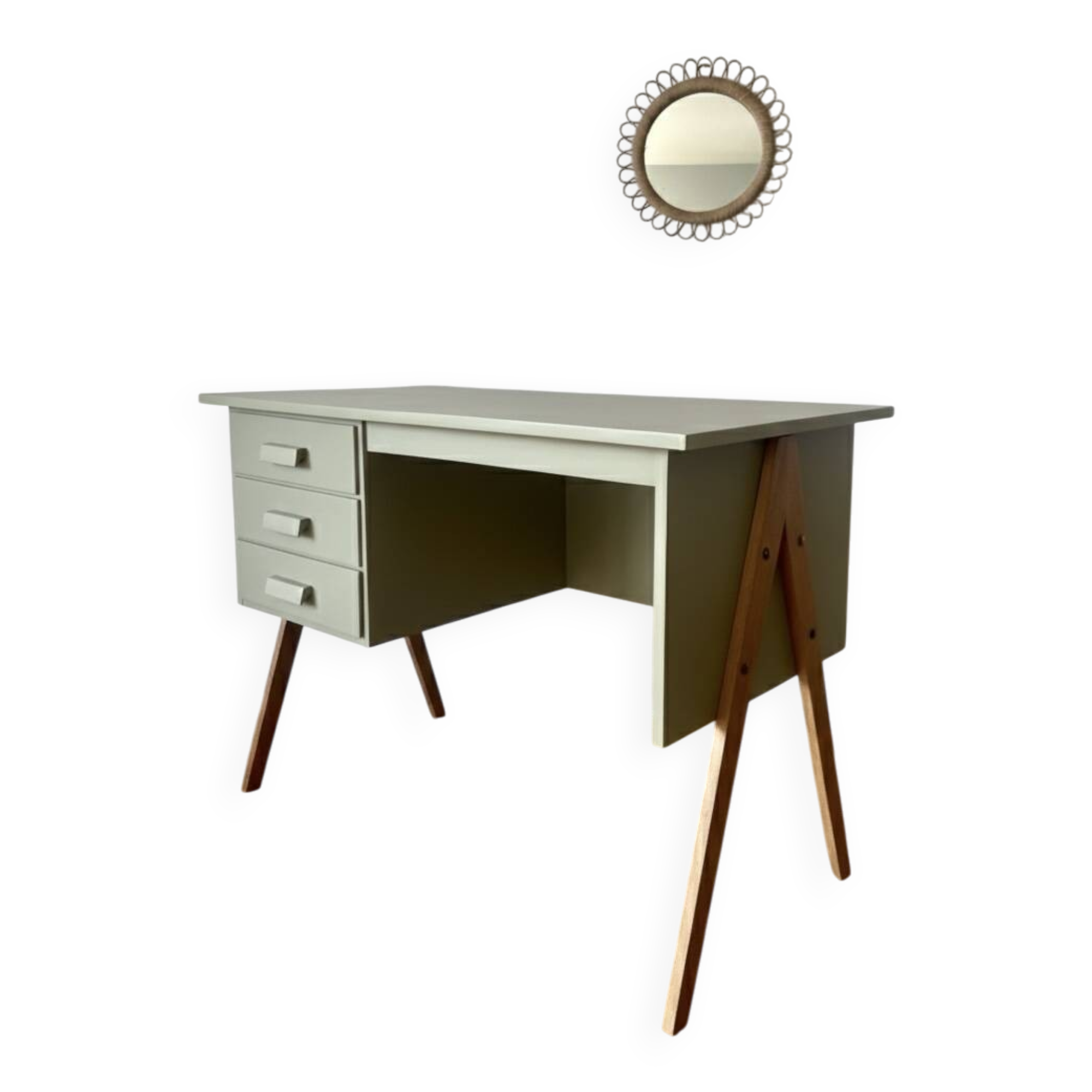 Restored Scandinavian teak desk - Tapered legs